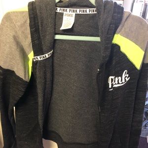 Grey/black/neon green zip hoodie